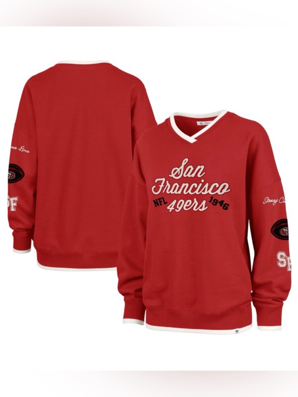 Stoney Clover Lane x '47 San Francisco 49ers oversized Pullover VNeck Sweatshirt